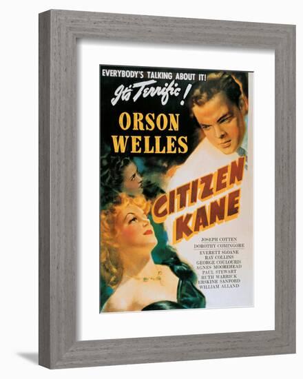 Vintage Movie Poster - Orson Welles in Citizen Kane-null-Framed Art Print