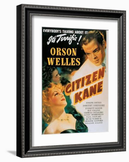 Vintage Movie Poster - Orson Welles in Citizen Kane-null-Framed Art Print