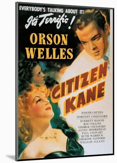 Vintage Movie Poster - Orson Welles in Citizen Kane-null-Mounted Art Print