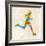 Vintage Multicolor Running Man-cienpies-Framed Art Print