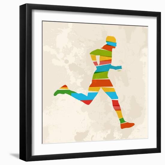 Vintage Multicolor Running Man-cienpies-Framed Art Print