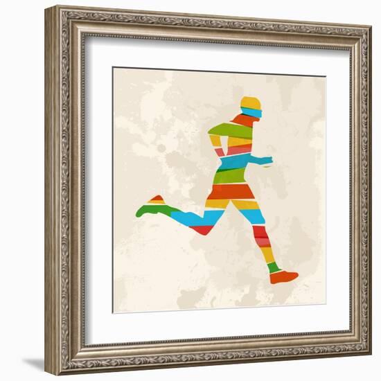 Vintage Multicolor Running Man-cienpies-Framed Art Print