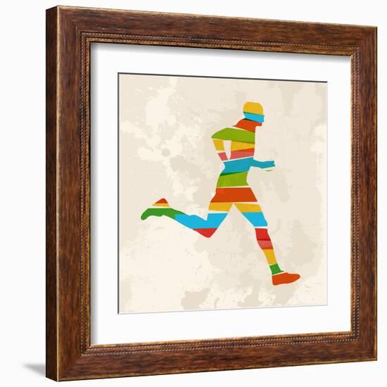 Vintage Multicolor Running Man-cienpies-Framed Art Print