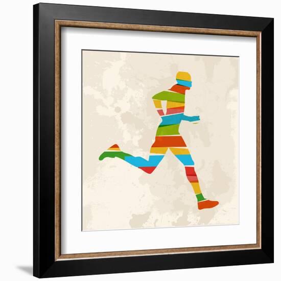 Vintage Multicolor Running Man-cienpies-Framed Art Print