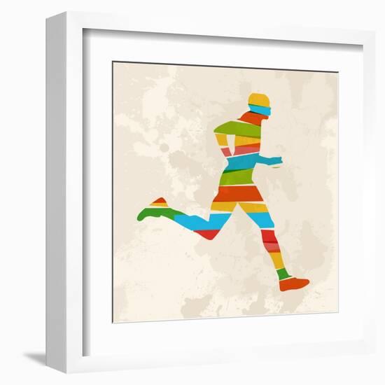 Vintage Multicolor Running Man-cienpies-Framed Art Print