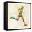 Vintage Multicolor Running Man-cienpies-Framed Stretched Canvas