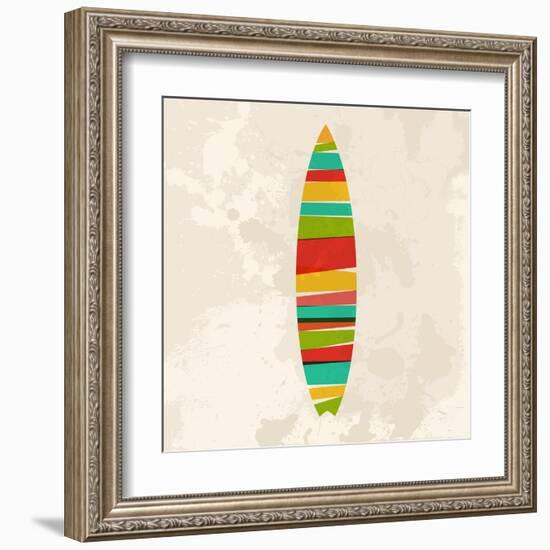 Vintage Multicolor Surfboard-cienpies-Framed Art Print