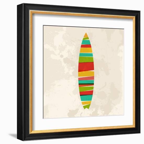 Vintage Multicolor Surfboard-cienpies-Framed Art Print