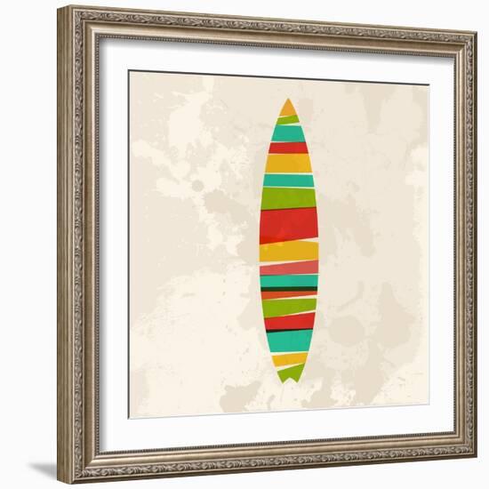 Vintage Multicolor Surfboard-cienpies-Framed Art Print