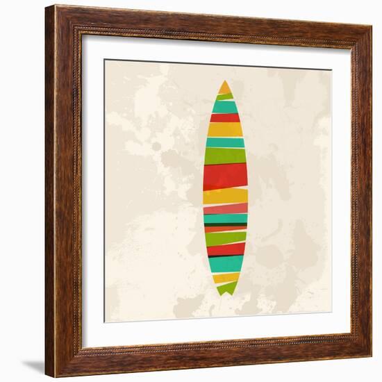Vintage Multicolor Surfboard-cienpies-Framed Art Print