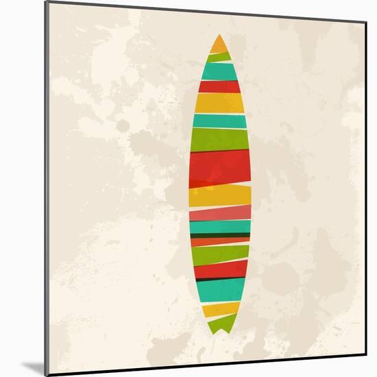 Vintage Multicolor Surfboard-cienpies-Mounted Art Print