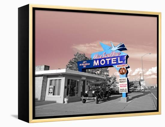 Vintage Neon Motel Sign in America-Salvatore Elia-Framed Premier Image Canvas