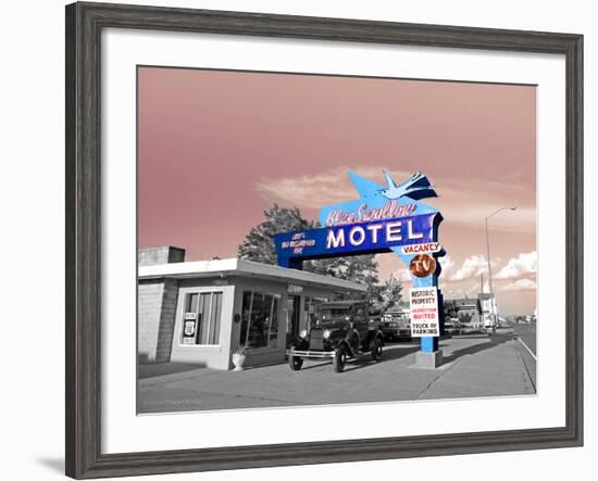 Vintage Neon Motel Sign in America-Salvatore Elia-Framed Photographic Print