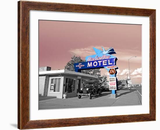 Vintage Neon Motel Sign in America-Salvatore Elia-Framed Photographic Print