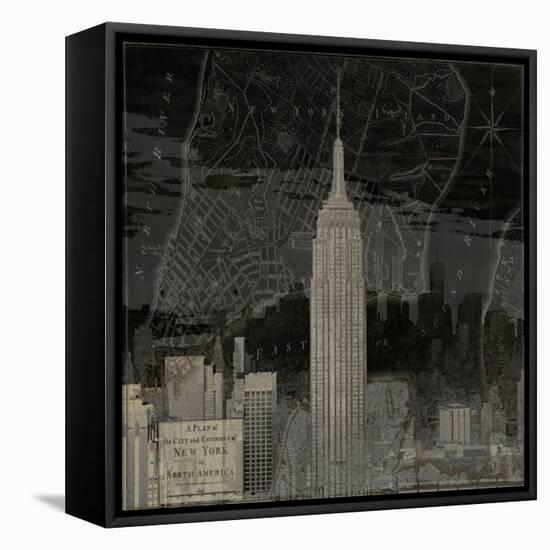Vintage New York in Black I-Dylan Matthews-Framed Stretched Canvas