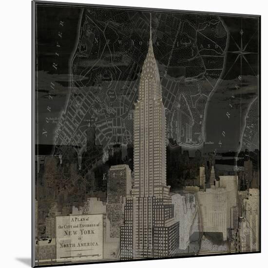 Vintage New York in Black II-Dylan Matthews-Mounted Art Print