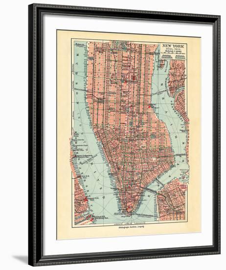 Vintage New York Map-The Vintage Collection-Framed Giclee Print