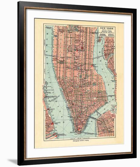 Vintage New York Map-The Vintage Collection-Framed Giclee Print