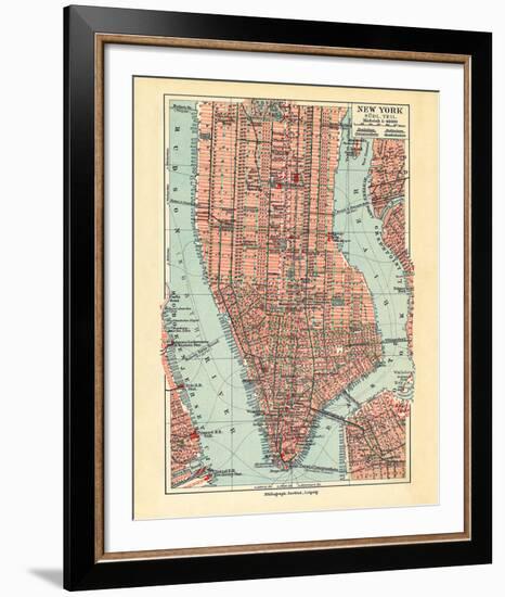 Vintage New York Map-The Vintage Collection-Framed Giclee Print