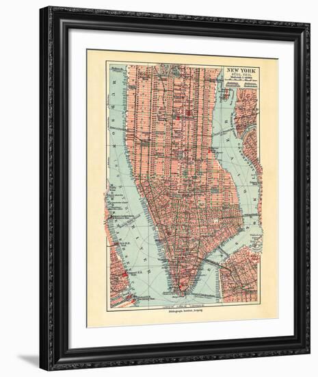 Vintage New York Map-The Vintage Collection-Framed Giclee Print