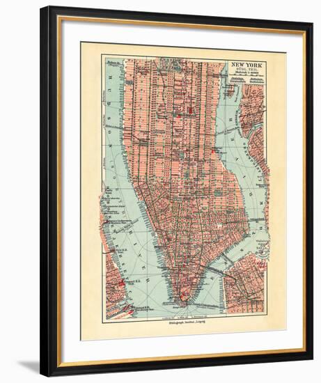 Vintage New York Map-The Vintage Collection-Framed Giclee Print