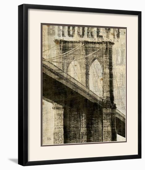 Vintage NY Brooklyn Bridge-Michael Mullan-Framed Art Print