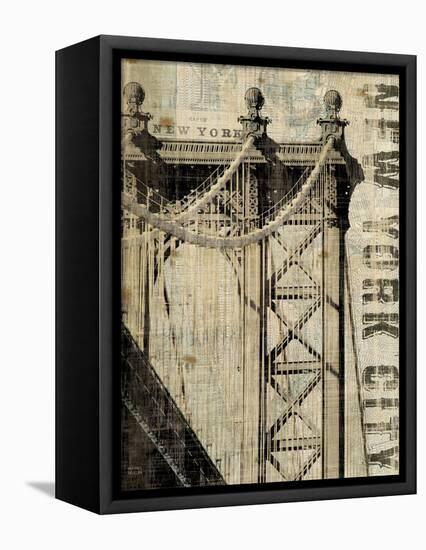 Vintage NY Manhattan Bridge-Michael Mullan-Framed Stretched Canvas