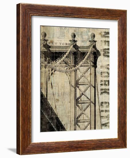 Vintage NY Manhattan Bridge-Michael Mullan-Framed Art Print