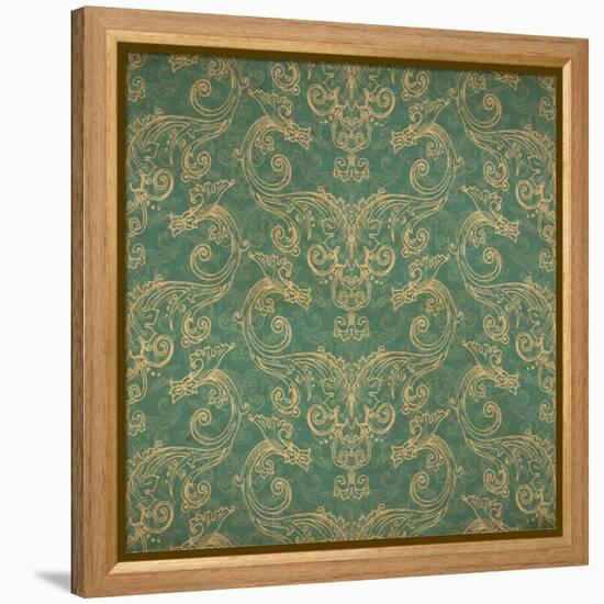 Vintage Old Wallpaper-drakonova-Framed Stretched Canvas