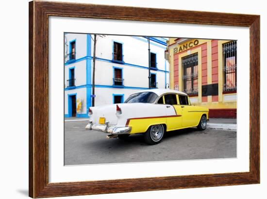 Vintage Oldtimer Car in the Streets of Camaguey, Cuba-dzain-Framed Premium Photographic Print