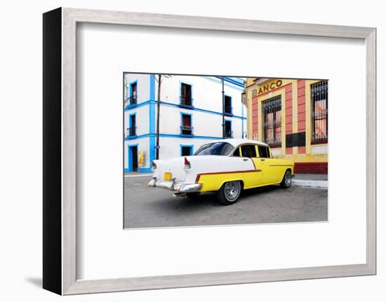 Vintage Oldtimer Car in the Streets of Camaguey, Cuba-dzain-Framed Photographic Print