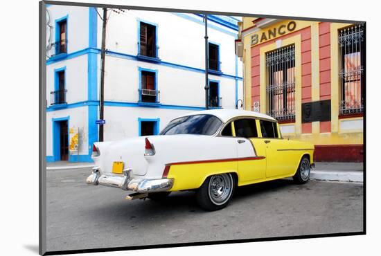 Vintage Oldtimer Car in the Streets of Camaguey, Cuba-dzain-Mounted Photographic Print