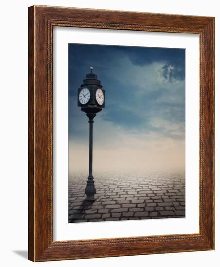 Vintage Outdoor Street Clock Outdoor-egal-Framed Photographic Print