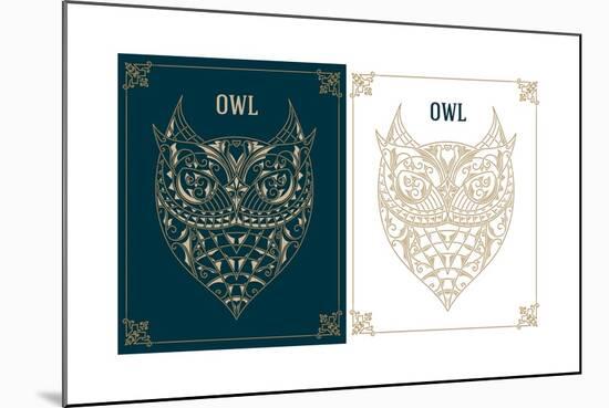 Vintage Owl. Retro Vector Design Graphic Element for Badge, Emblem, Logo, Insignia, Sign, Identity,-Roberto Castillo-Mounted Art Print