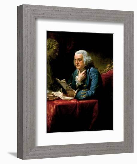 Vintage painting of Benjamin Franklin, one of America's Founding Fathers.-Vernon Lewis Gallery-Framed Art Print