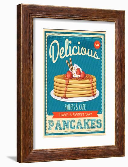 Vintage Pancakes Sign-null-Framed Premium Giclee Print