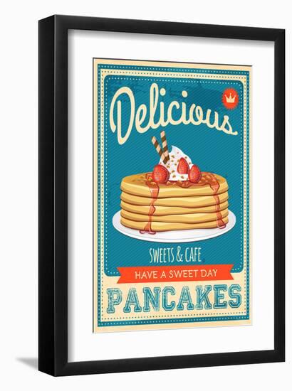 Vintage Pancakes Sign-null-Framed Premium Giclee Print