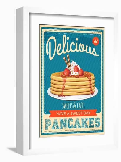 Vintage Pancakes Sign-null-Framed Premium Giclee Print