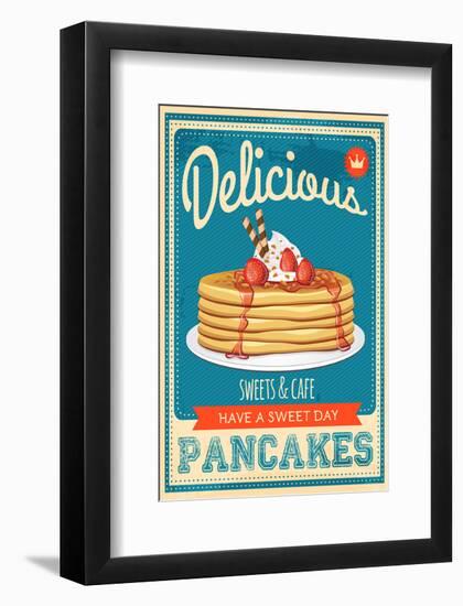 Vintage Pancakes Sign-null-Framed Art Print