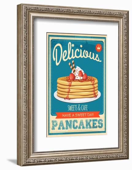 Vintage Pancakes Sign-null-Framed Art Print