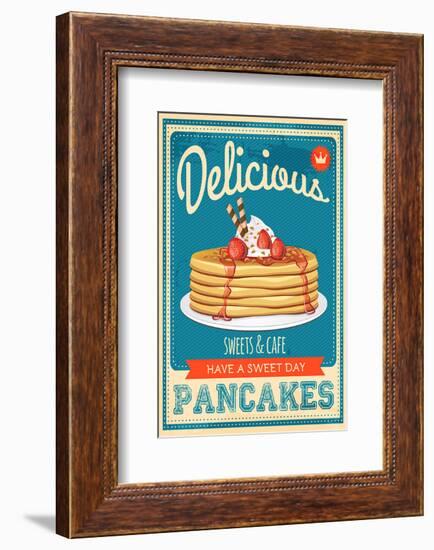 Vintage Pancakes Sign-null-Framed Art Print