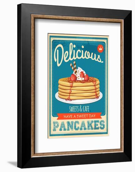 Vintage Pancakes Sign-null-Framed Art Print