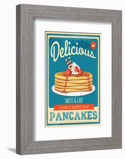 Vintage Pancakes Sign-null-Framed Art Print