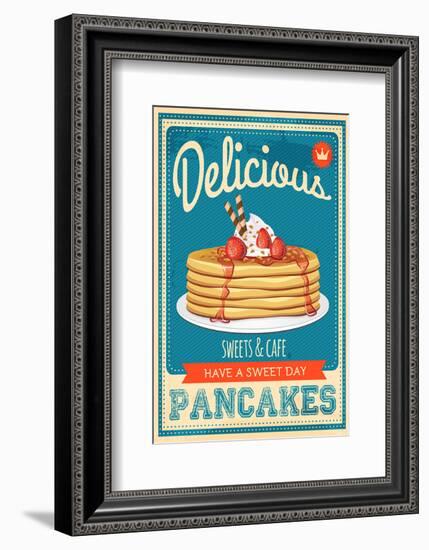 Vintage Pancakes Sign-null-Framed Art Print