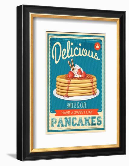 Vintage Pancakes Sign-null-Framed Art Print