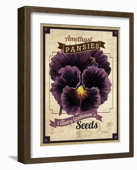 Vintage Pansies Seed Packet-null-Framed Giclee Print