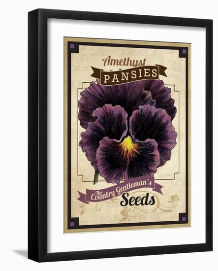 Vintage Pansies Seed Packet-null-Framed Giclee Print