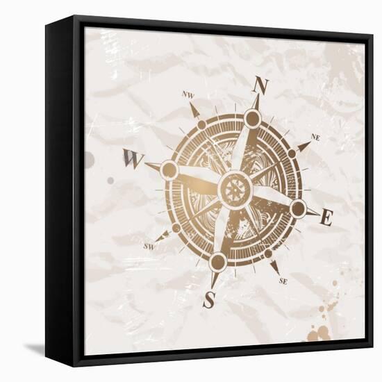 Vintage Paper With Compass Rose-vso-Framed Stretched Canvas