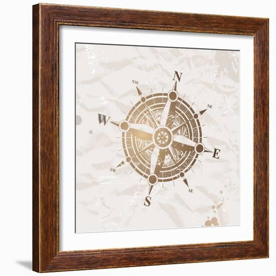 Vintage Paper With Compass Rose-vso-Framed Art Print