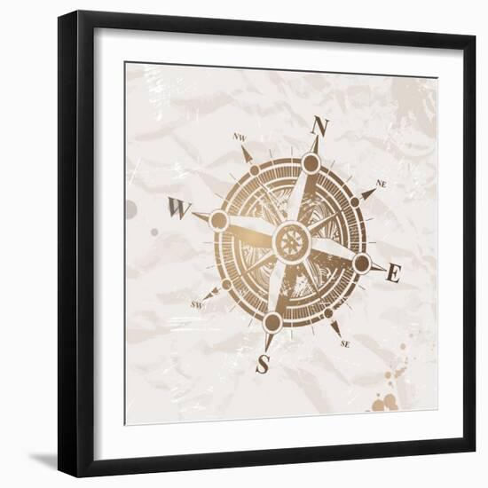 Vintage Paper With Compass Rose-vso-Framed Art Print